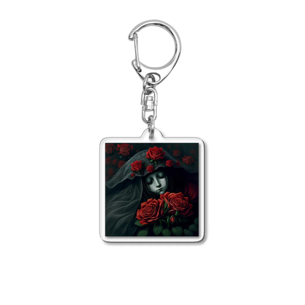 LunaNocturneの赤い薔薇の休息 Acrylic Key Chain