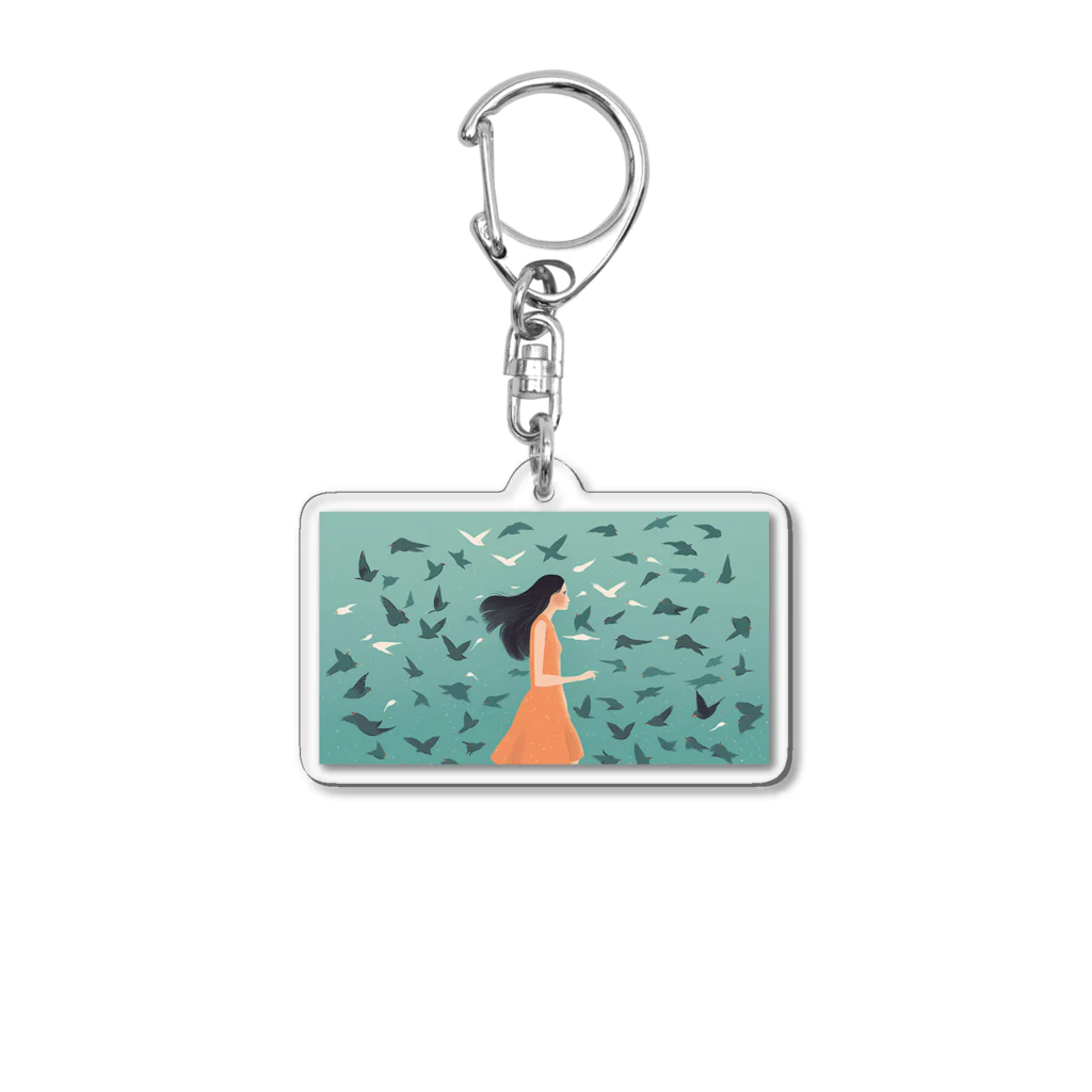 鳥救うSUZURIの『うみ、とり、わたし』【寄付付き商品】 Acrylic Key Chain