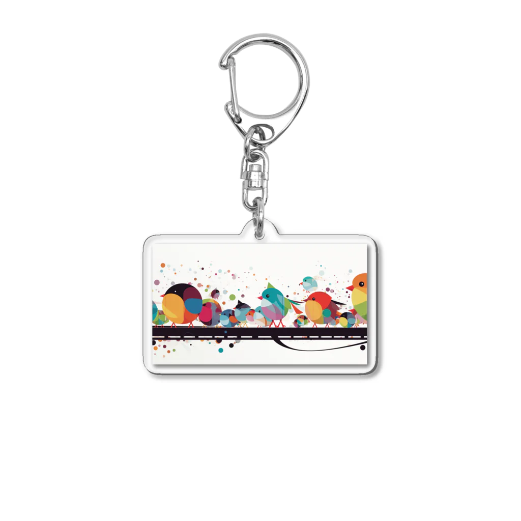 鳥救うSUZURIの『鉄橋わたりどり』【寄付付き商品】 Acrylic Key Chain