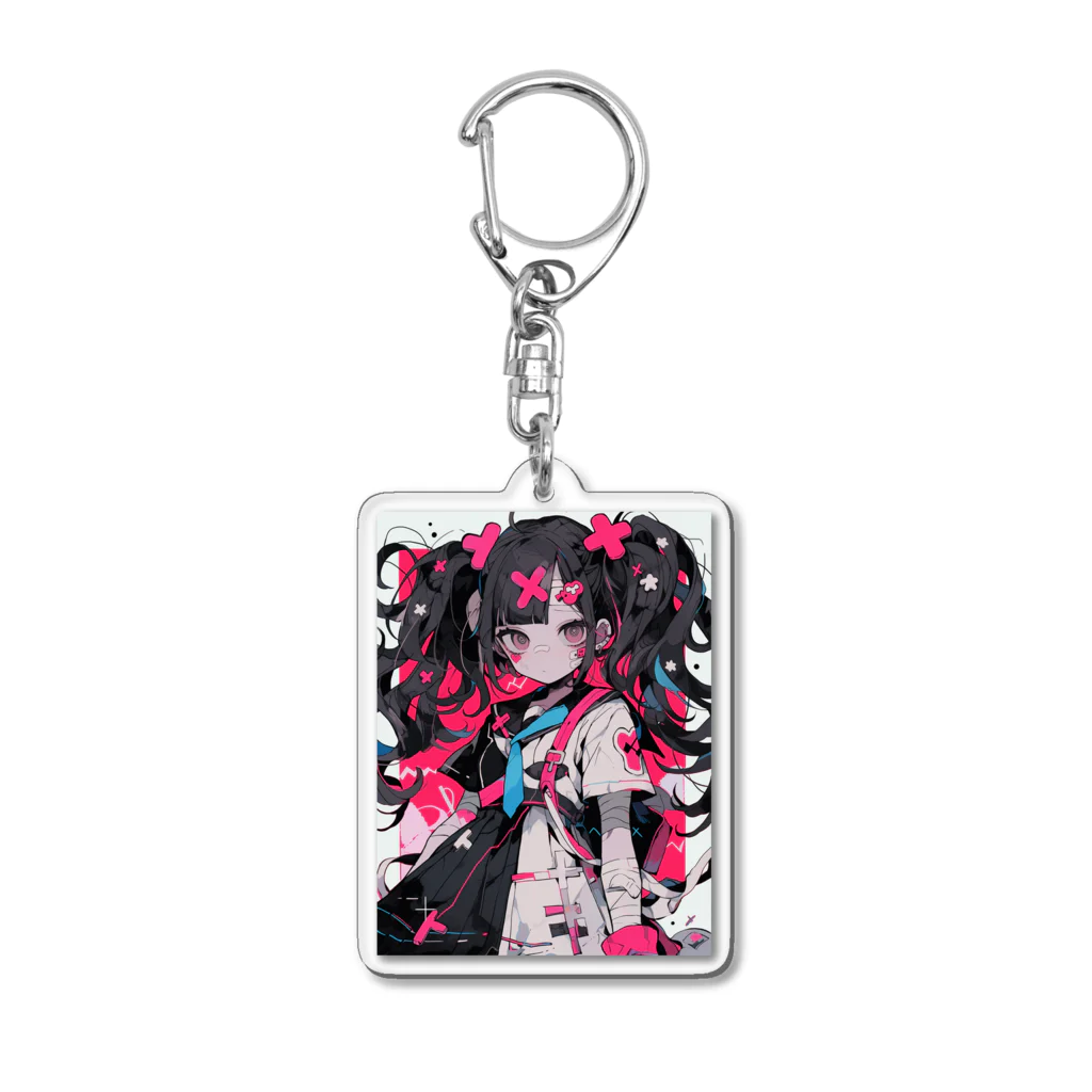 狐の不思議な道具屋の病み少女 Acrylic Key Chain