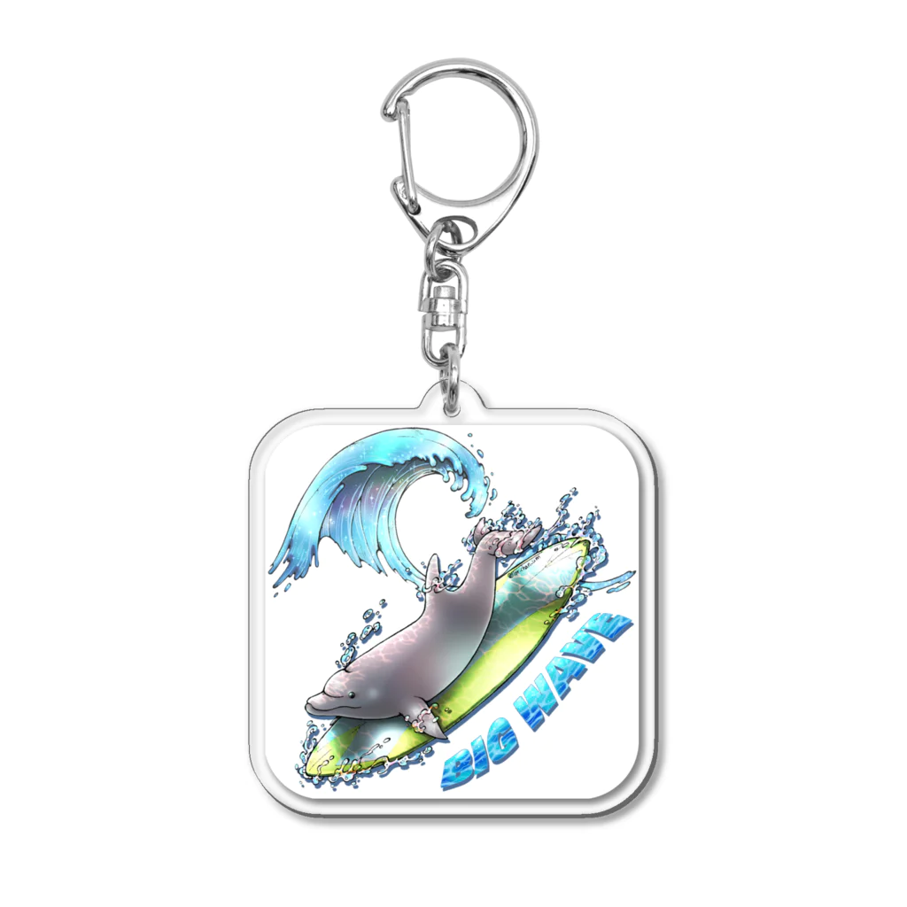 とりちゃん。のイルカ(ボード／黄色) Acrylic Key Chain