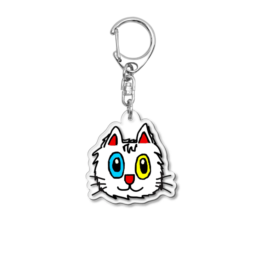 エマメ本舗のオッドアイの白猫エマメちゃんグッズ Acrylic Key Chain