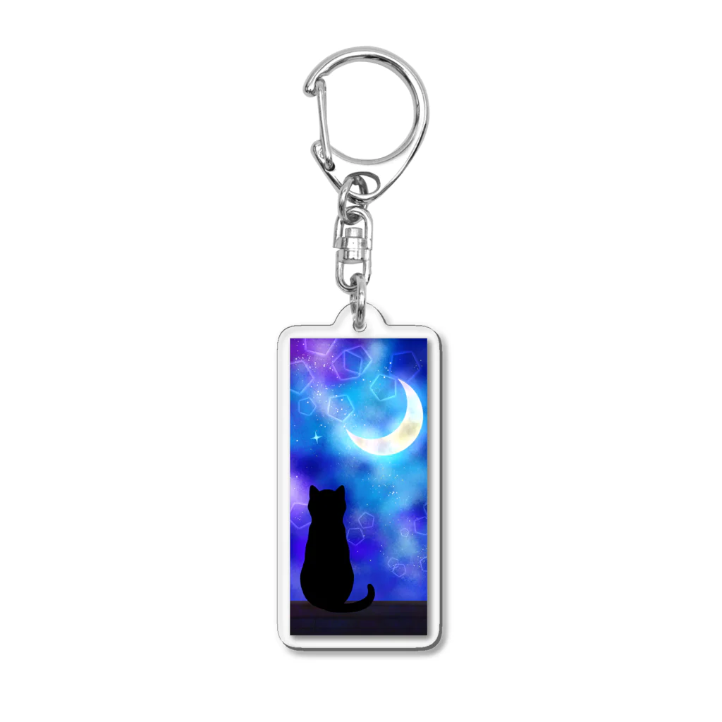 紺碧屋の黒猫の月夜 Acrylic Key Chain