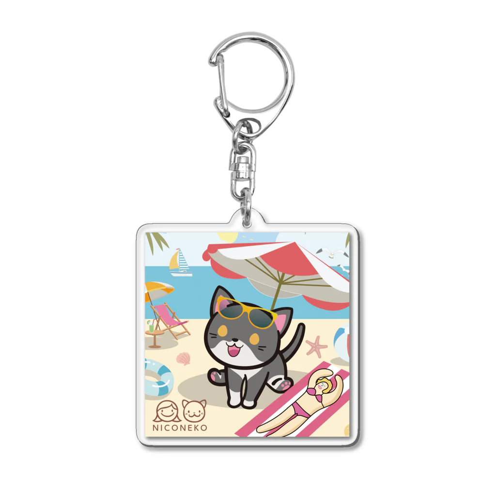 にこねこ【保護猫の保育園】のぴーたん海水浴キーホルダー Acrylic Key Chain