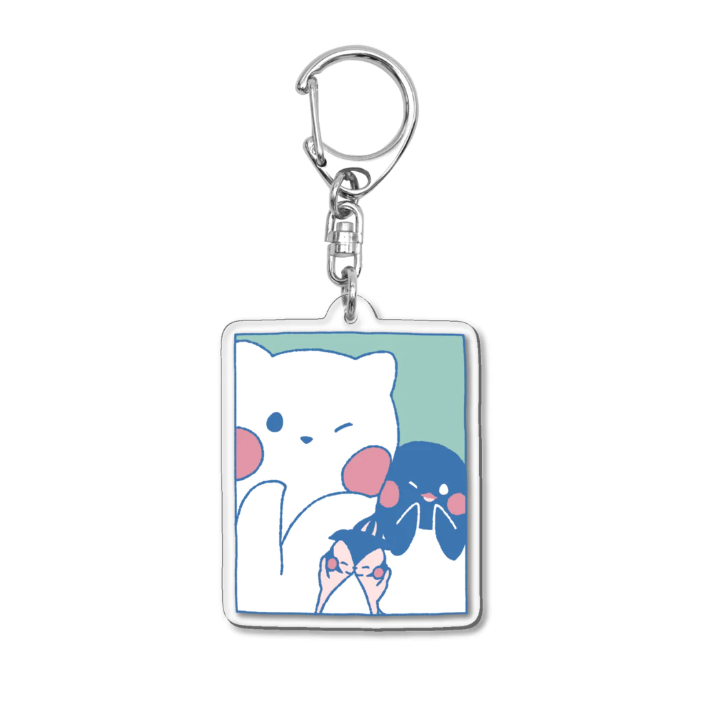 tafu tafuのかわいいポーズのしろぎんしま Acrylic Key Chain