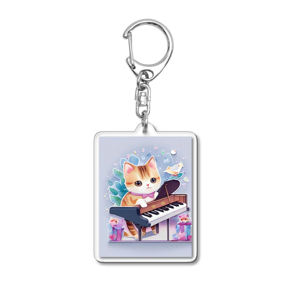 dolphineの愛くるしい猫ちゃん＆ピアノ Acrylic Key Chain