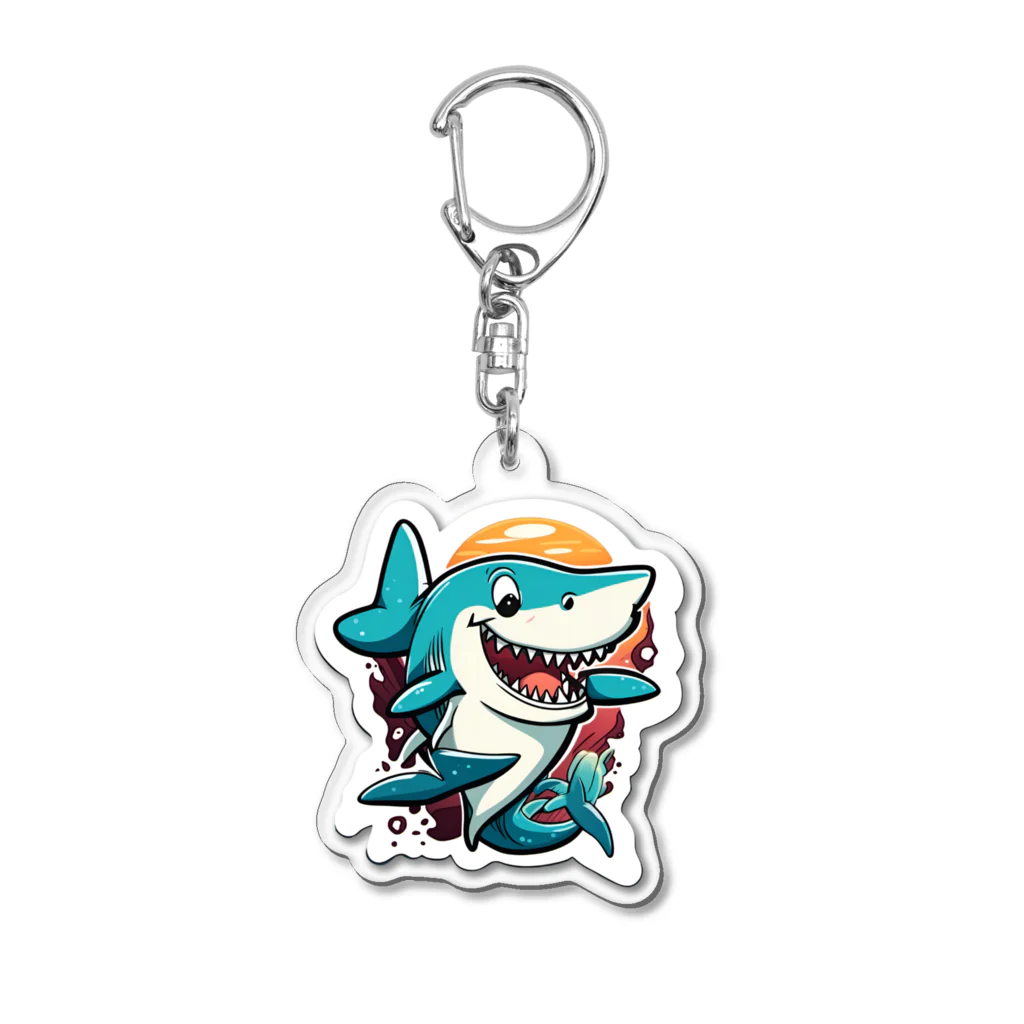 sameeeのカートゥーンサメ君グッズ（AIイラスト商品） Acrylic Key Chain