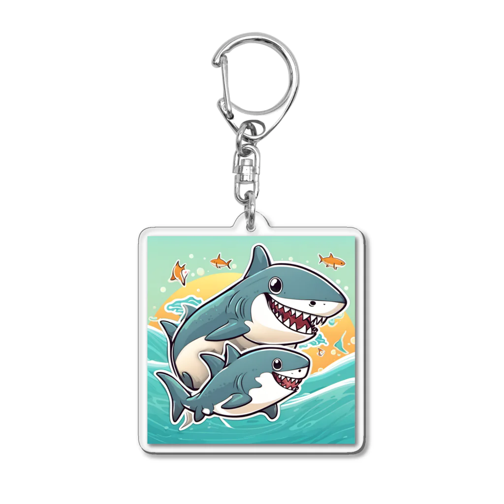 sameeeのカートゥーンサメ君親子！？ Acrylic Key Chain