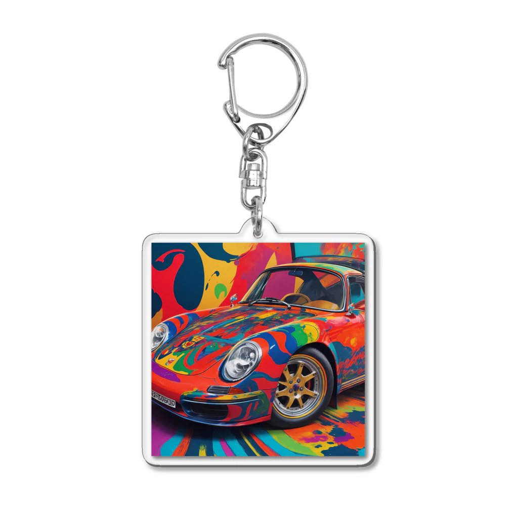 Infiniti_Dreamerのペイントまみれのビンテージ車 Acrylic Key Chain