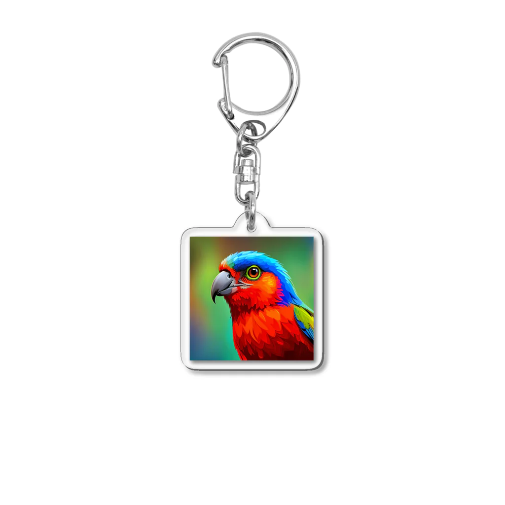 みどりの森の紅と蒼の鳥 Acrylic Key Chain