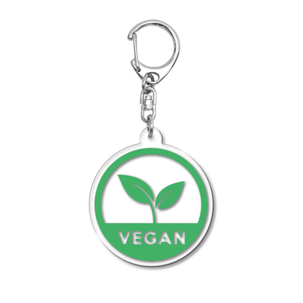 VEGAN SHOP FREEのビーガン葉っぱシンボル（緑） アクリルキーホルダー