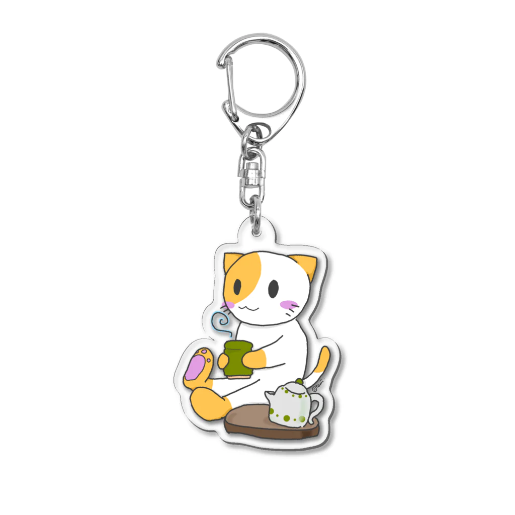 たみ★ずかんのお茶飲むたみねこ Acrylic Key Chain