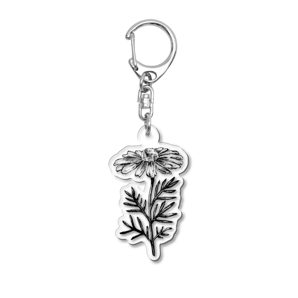 ペンで描く植物の詩のchamomile(黒) Acrylic Key Chain