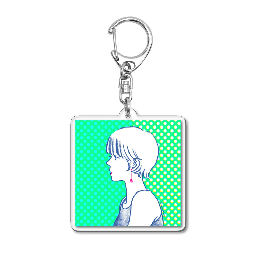 karaの眠そうな女のコ Acrylic Key Chain