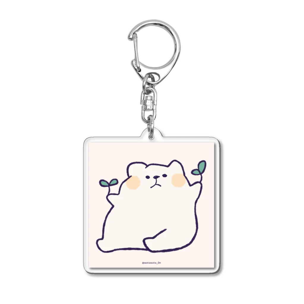 わたこのゆるくてやさしいお店のふたばのまわたちゃん(ピンク) Acrylic Key Chain