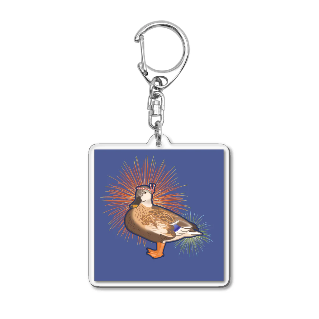 やちよ｜リアル鳥イラストのはちまき鳥_カルガモさん Acrylic Key Chain