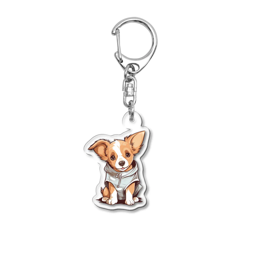 Vasetti_pressのパーカーを着ているワンちゃん Acrylic Key Chain