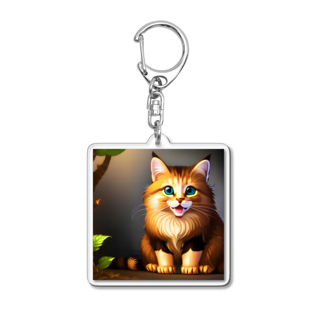 ラッキーマインあべむつきのかわいい猫のイラストグッズ Acrylic Key Chain