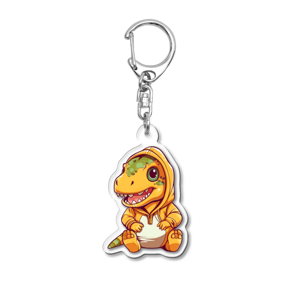 Vasetti_pressのパーカーを着たティラノサウルス Acrylic Key Chain