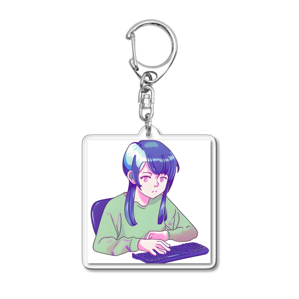 yama-p2920の事務作業をする女性 Acrylic Key Chain