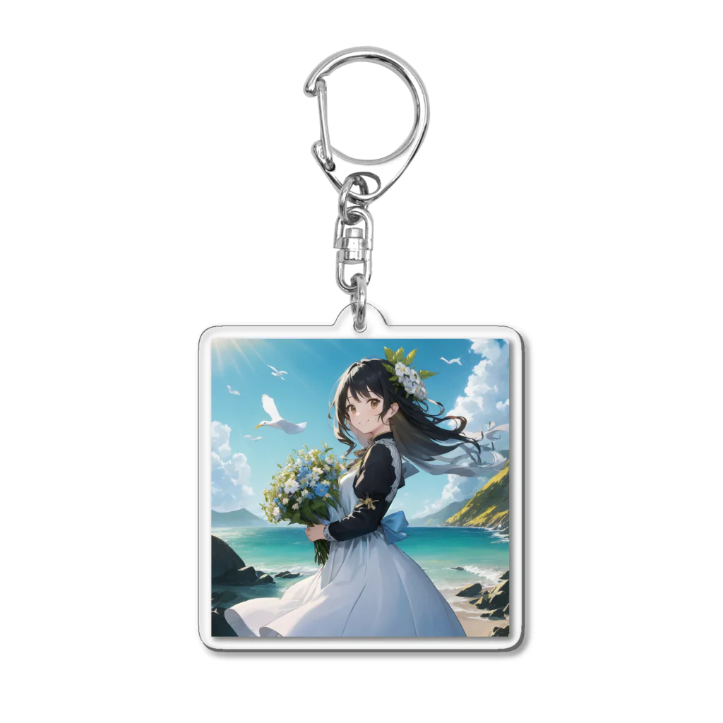 工房ruhuの花言葉ガール #68 ハマユウ Acrylic Key Chain