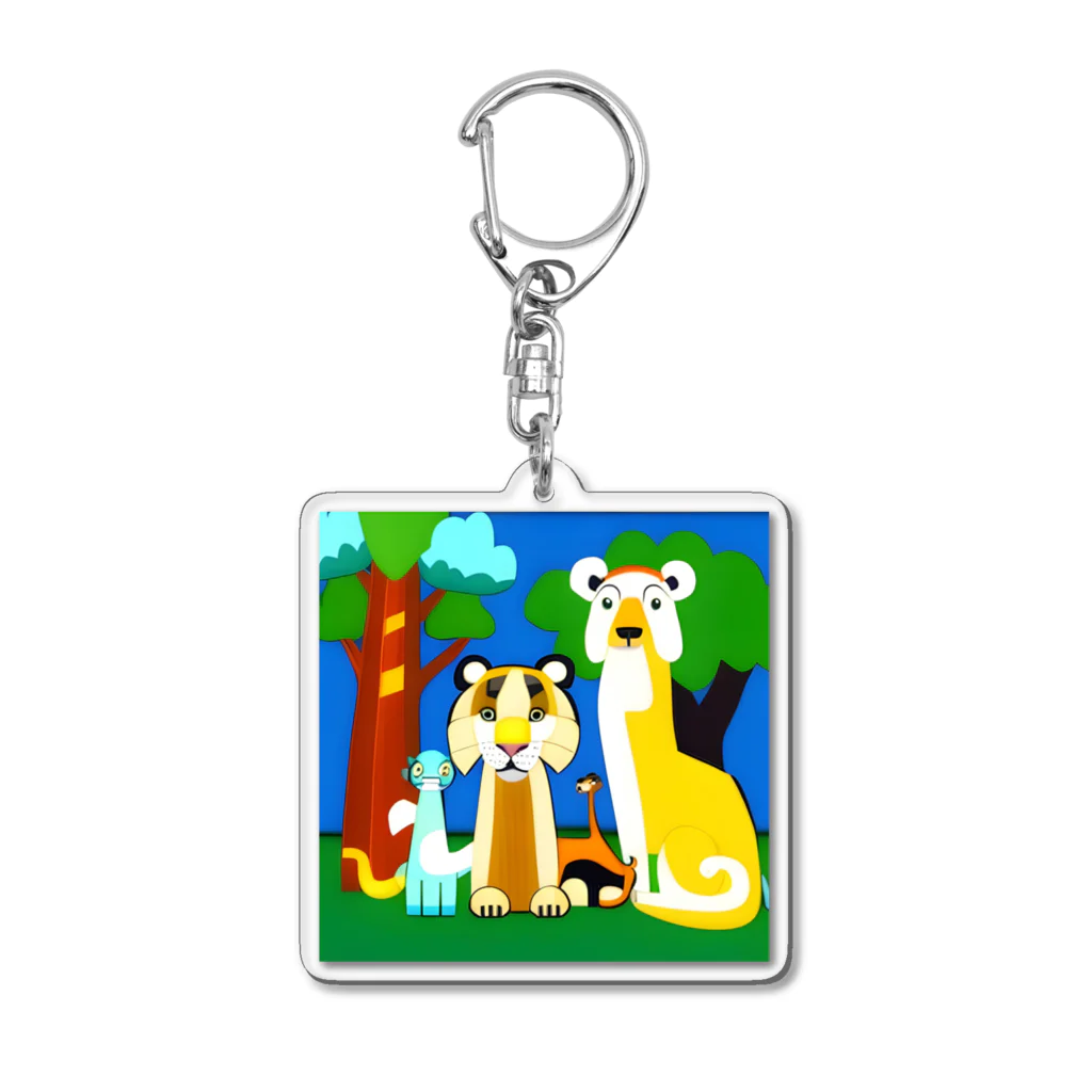 にゃんこショップのレインボーアニマル Acrylic Key Chain