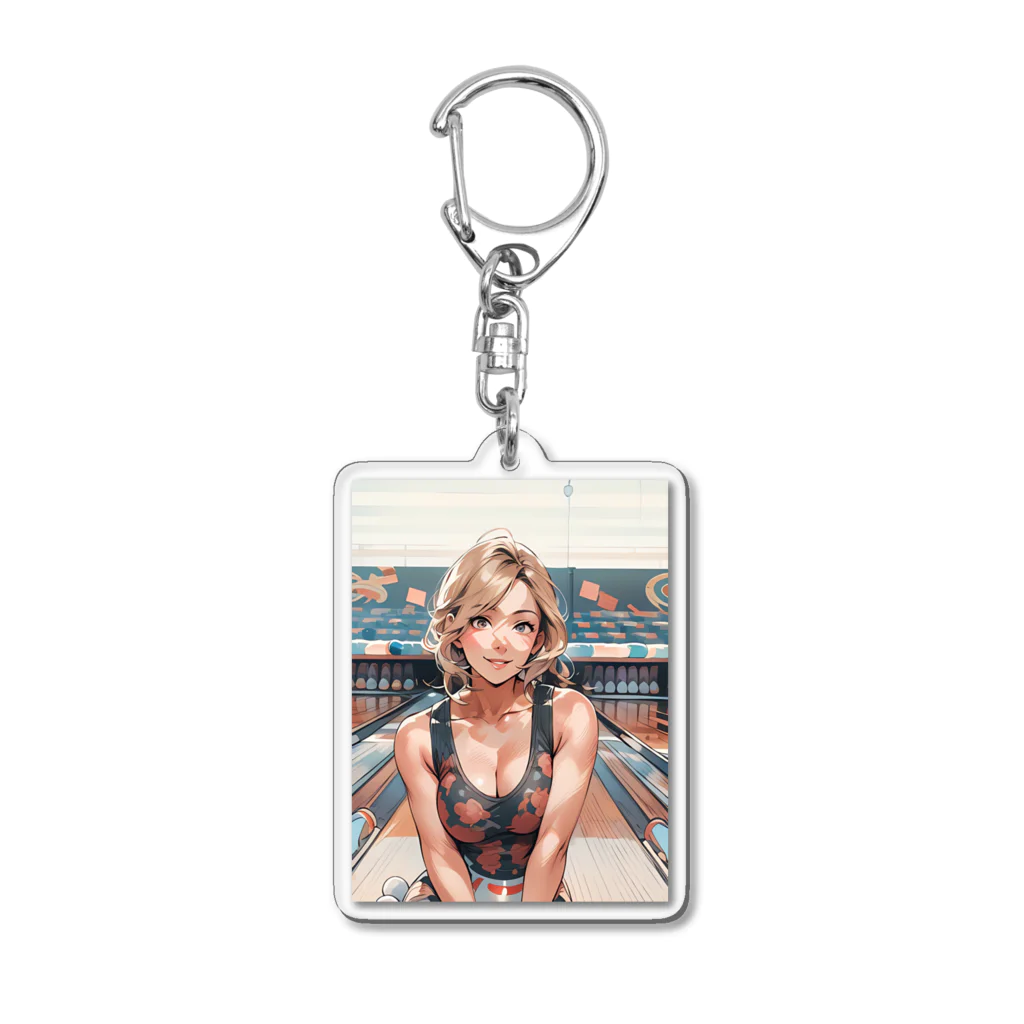 ボウリング アートショップの"Bowling 90s Girl" Acrylic Key Chain