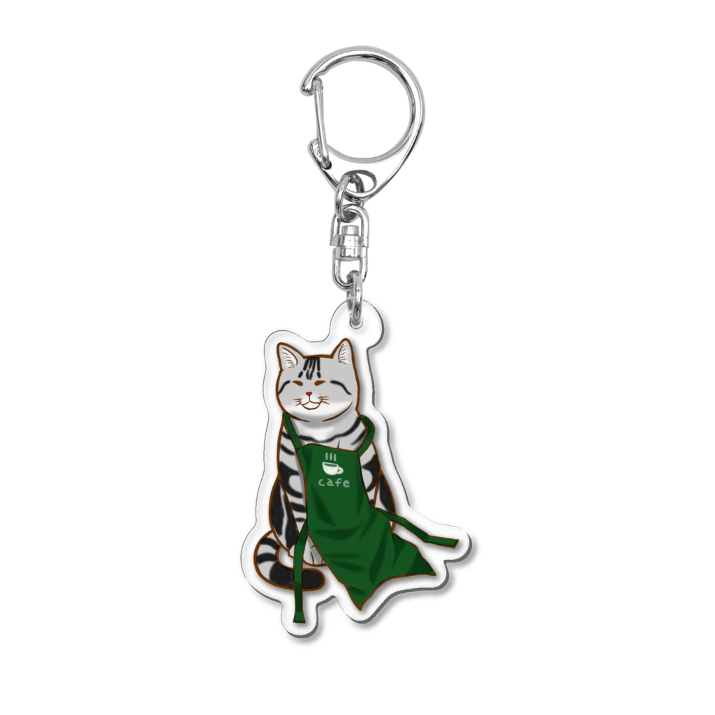 もっち（mocchi）のカフェ店員猫 Acrylic Key Chain