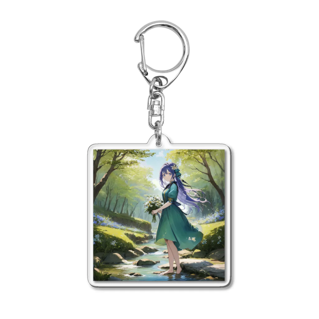 工房ruhuの花言葉ガール #76 ギボウシ-a Acrylic Key Chain