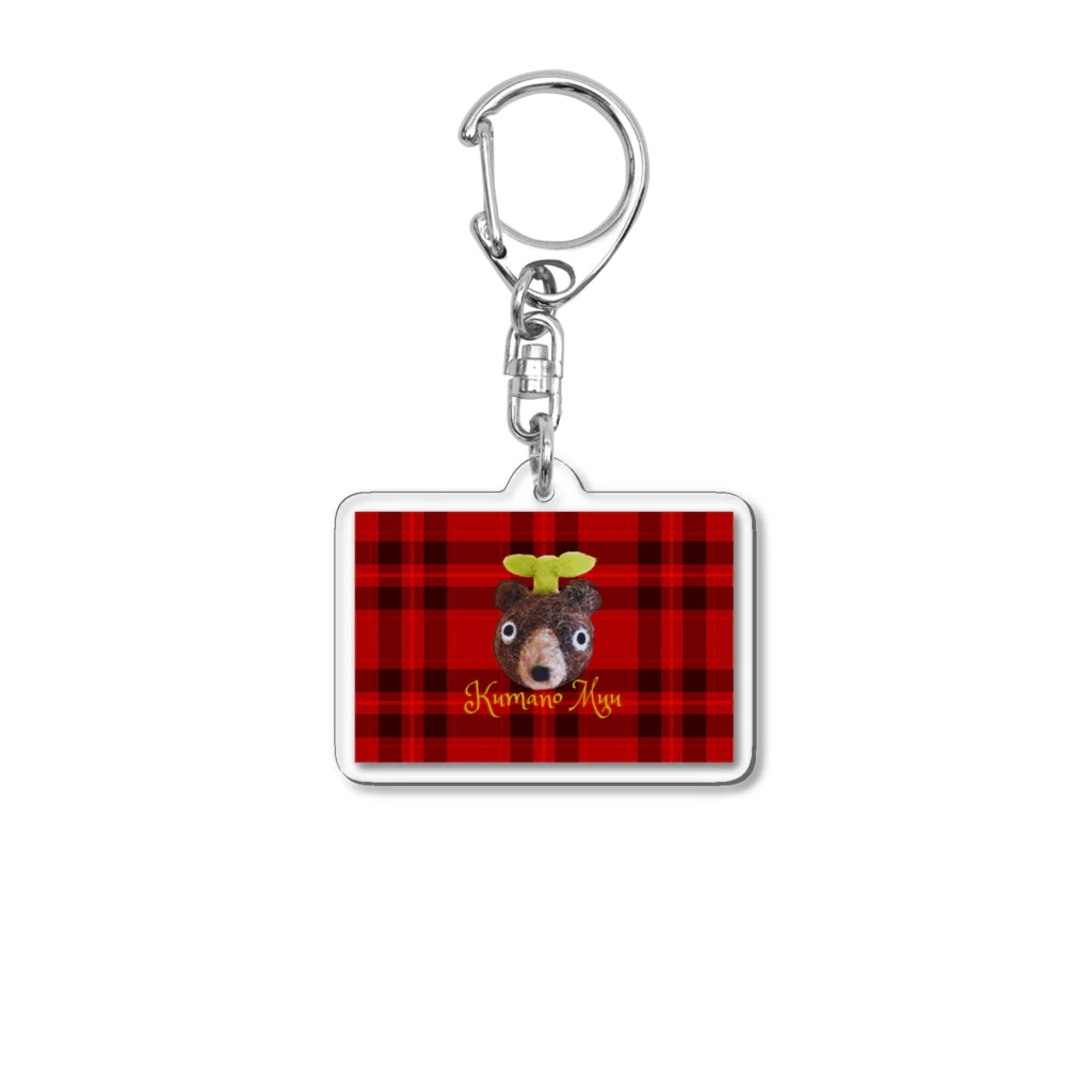 ポコのくまのムー  赤いチェック柄 Acrylic Key Chain