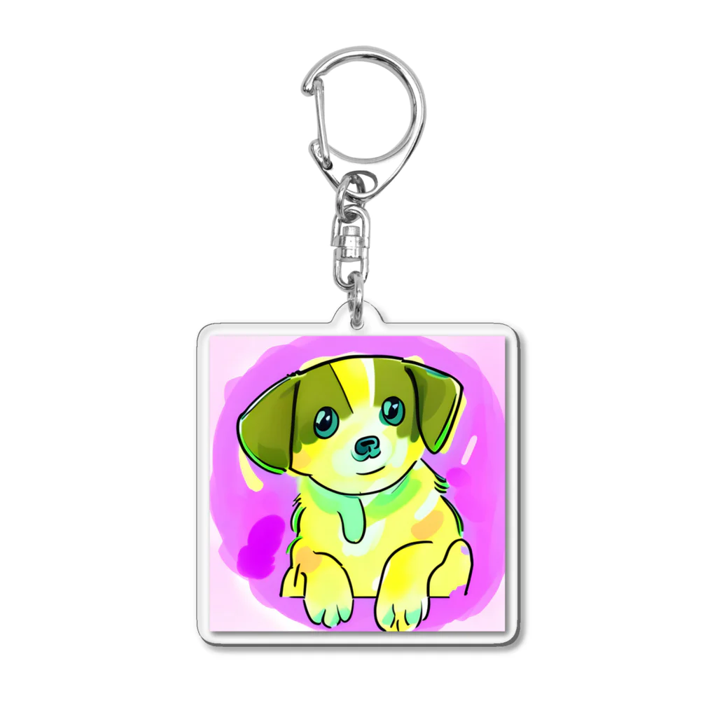 ポーシー＆フレンズ・スタイルの犬好きのためのアートグッズ Acrylic Key Chain