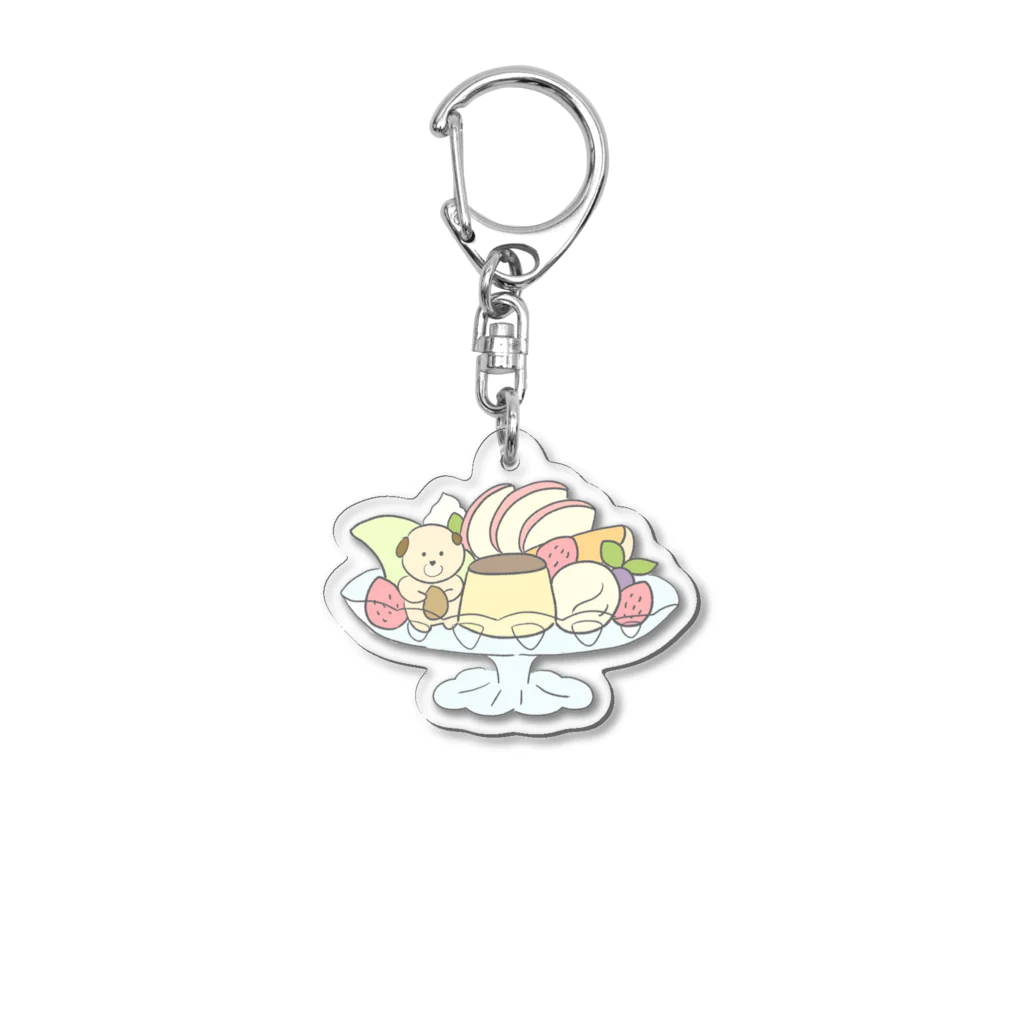 もちまるしょっぷのプリンアラモードくまさん Acrylic Key Chain