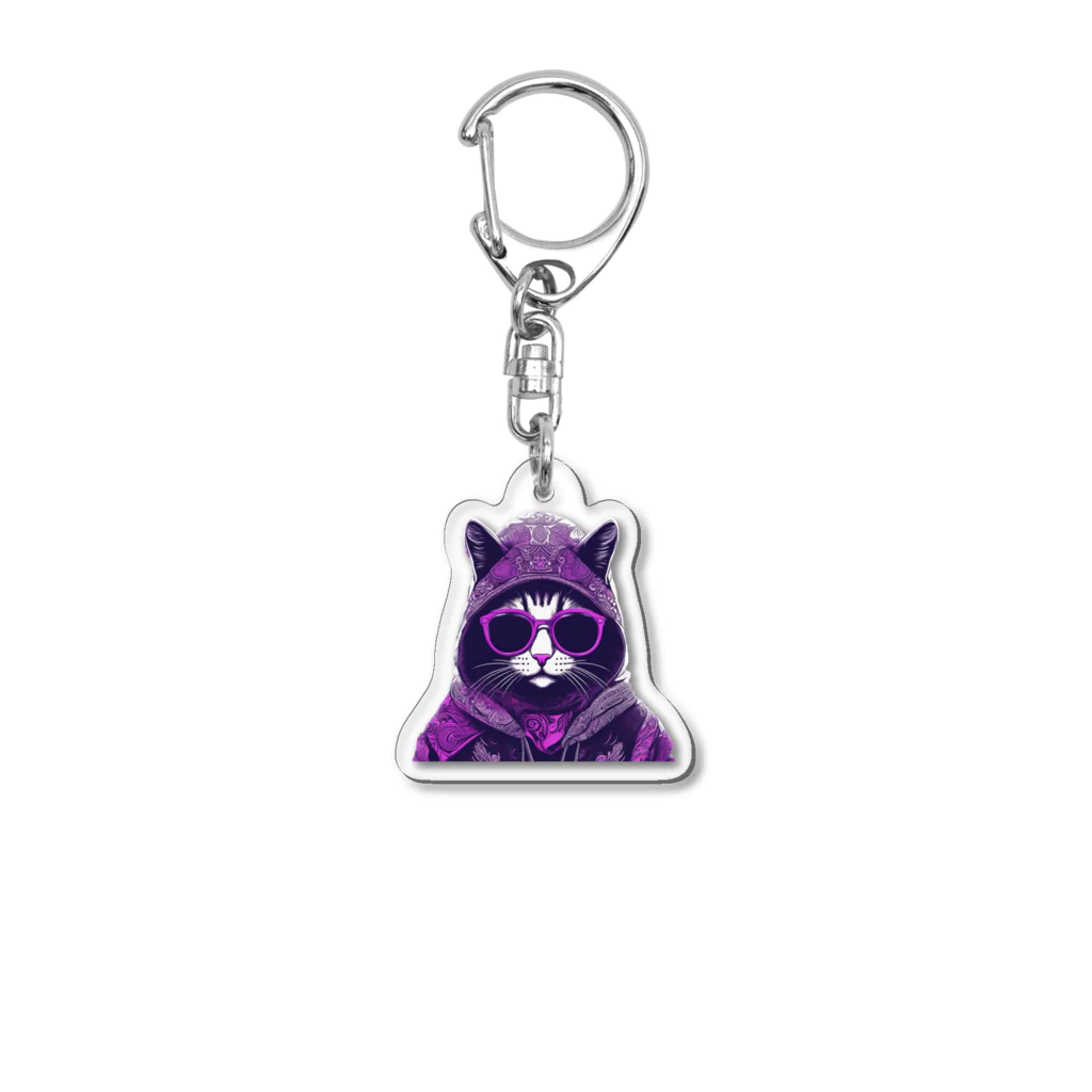 カワいいあにまるのサングラスねこ Acrylic Key Chain