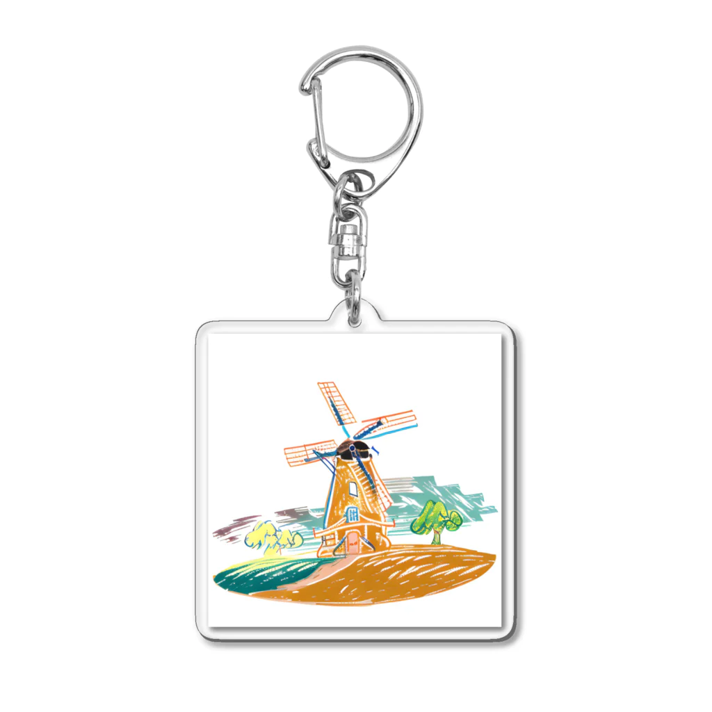 lumièreの水彩画の風車に彩を Acrylic Key Chain