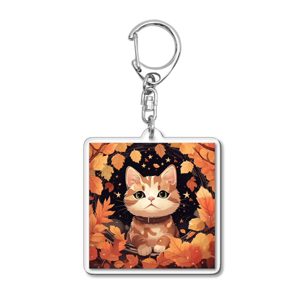 スペースキャットコレクションの🍁 宇宙猫の秋イラストグッズ 🍁 Acrylic Key Chain