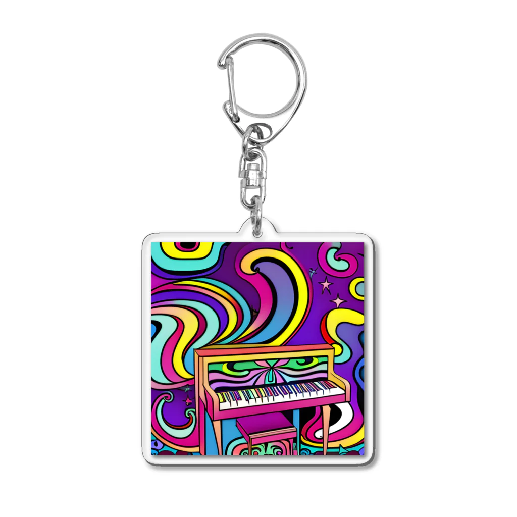 stugio_kの鮮やかなピアノ柄 Acrylic Key Chain