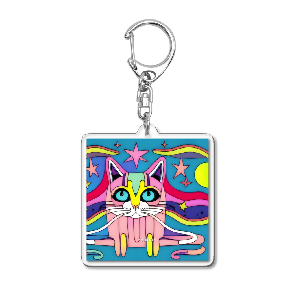 Ami_mの昇天ねこ Acrylic Key Chain