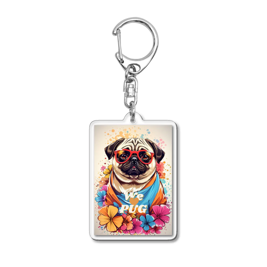 LEONのWe♥PUG　色彩（パグ大好き！） Acrylic Key Chain