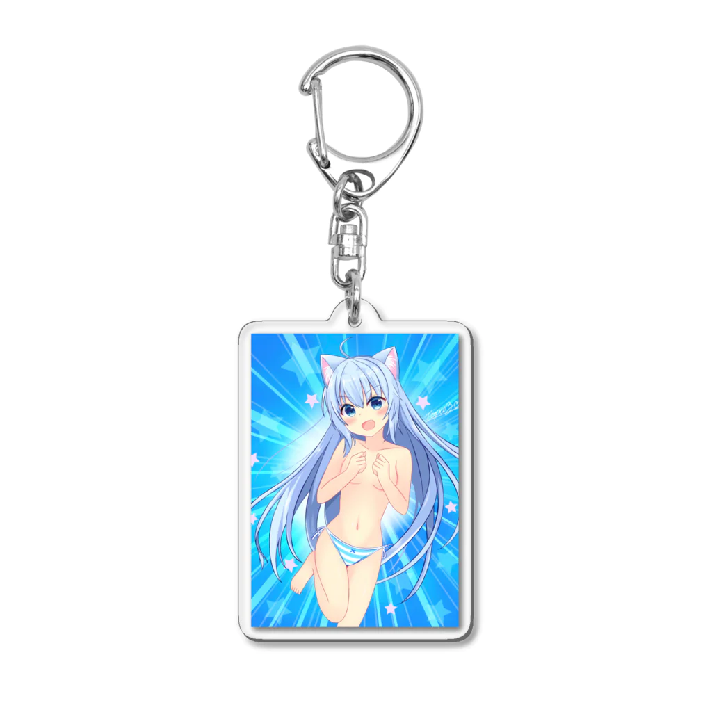 Topaz234のかわいい猫耳女の子 Acrylic Key Chain