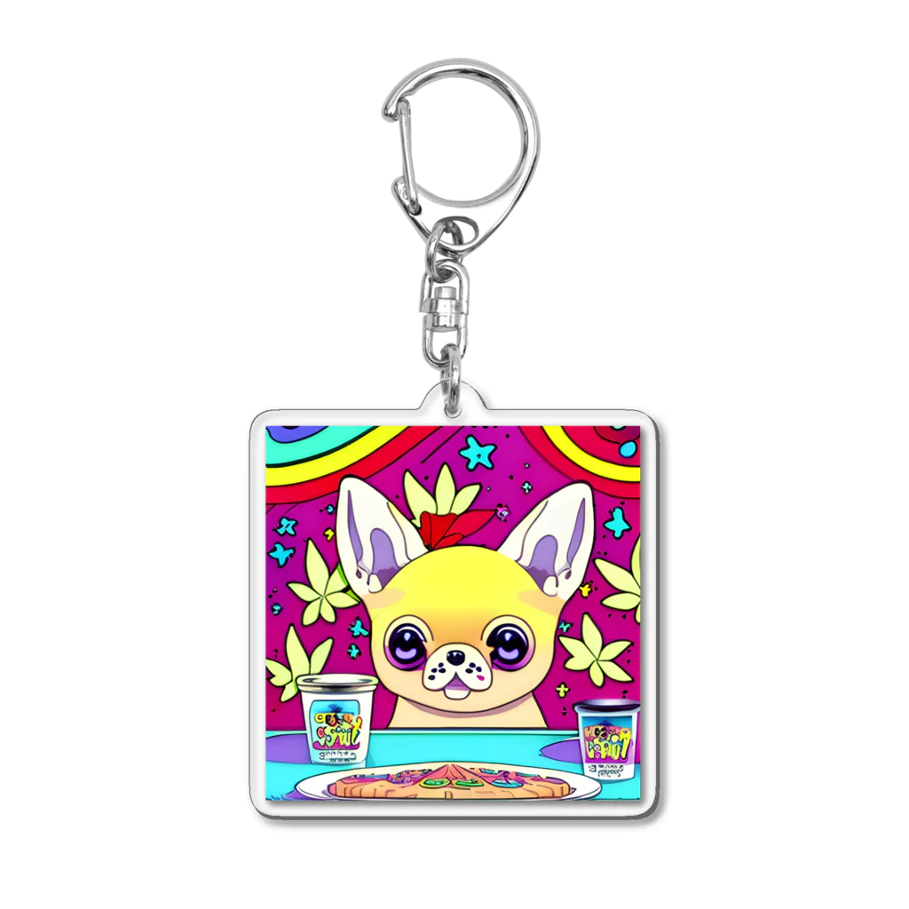 チワワ愛好家ショップのチワワとの楽しい朝食☆ホットケーキとバターの魔法 Acrylic Key Chain