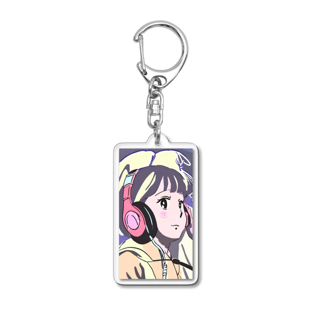 Tsuneのヘッドフォンを付けた女性キャラクターグッズ Acrylic Key Chain