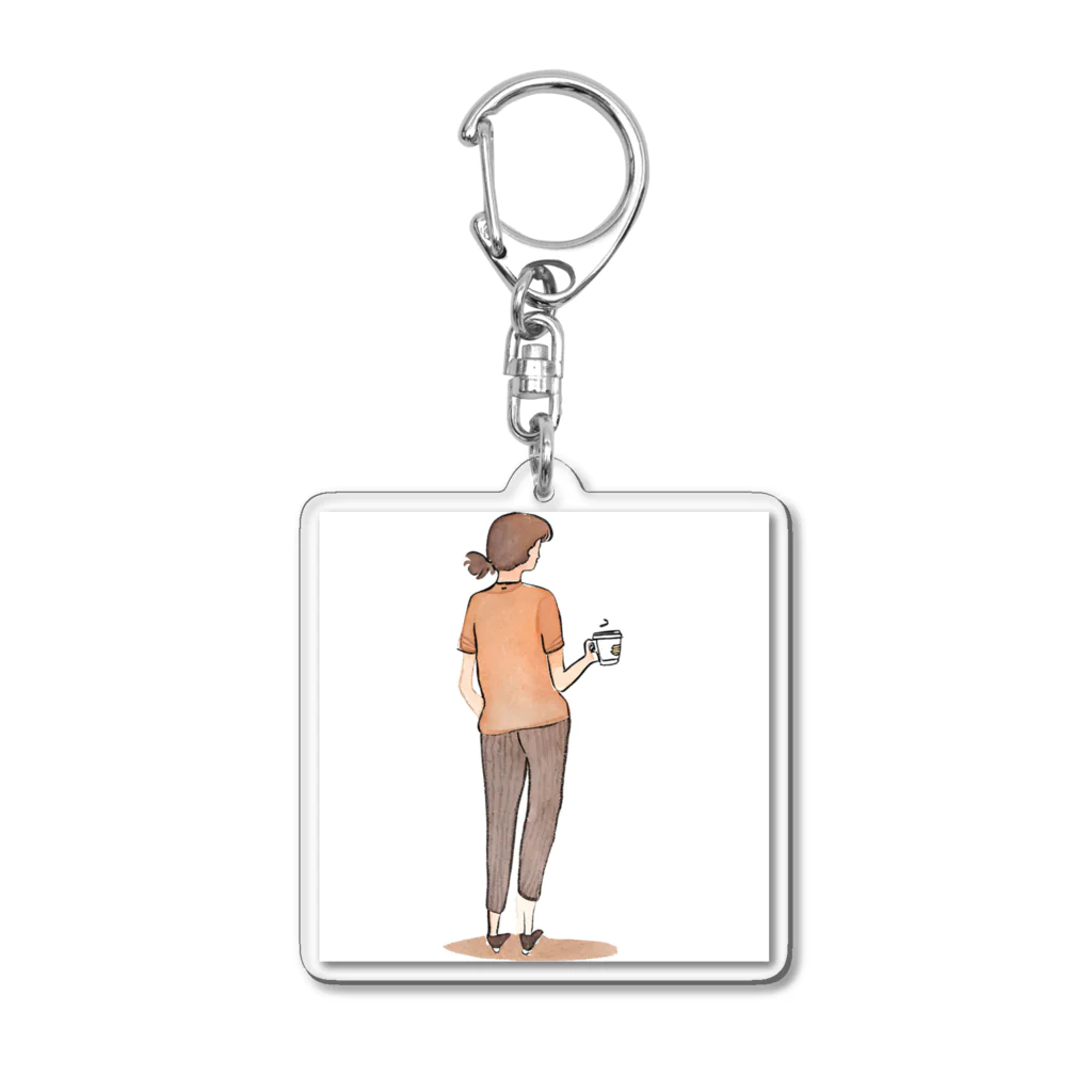 シンプルライフのシンプルライフ　ー休憩する女性ー　カラーver. Acrylic Key Chain