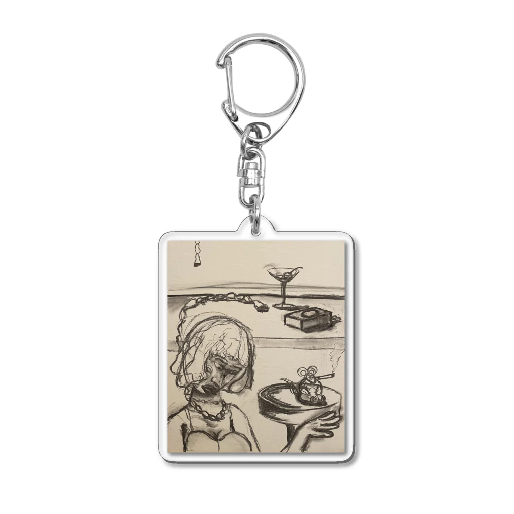 ねずみのぴぃちゃんの自殺する女性を助けたねずみのぴぃちゃん。 Acrylic Key Chain