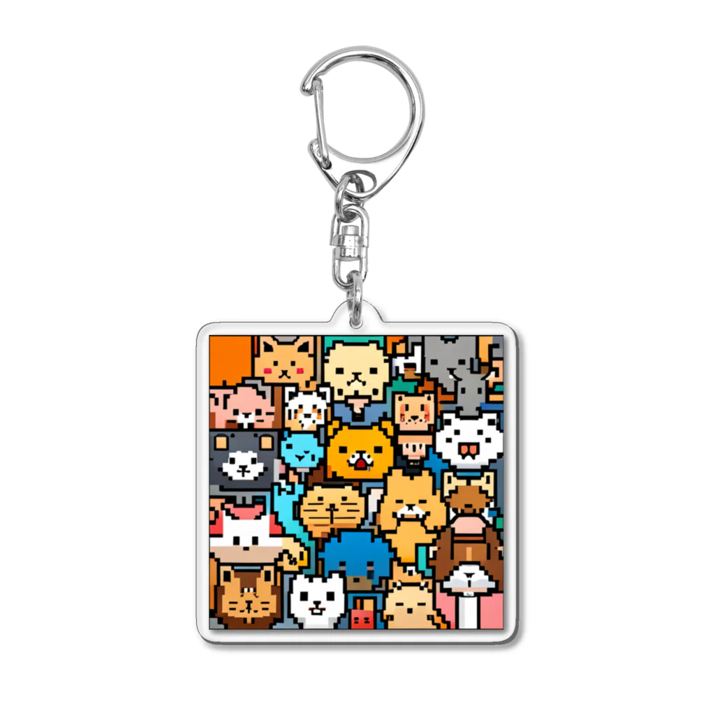 動物マニアのドット絵ショップのドット絵の可愛い動物たち Acrylic Key Chain