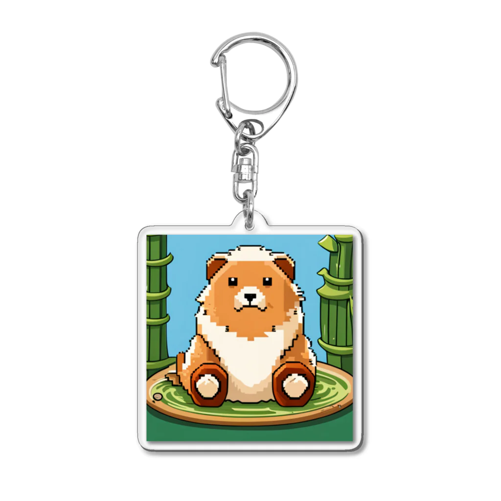 動物マニアのドット絵ショップのドット絵の可愛いクマちゃん🐻🎋 Acrylic Key Chain