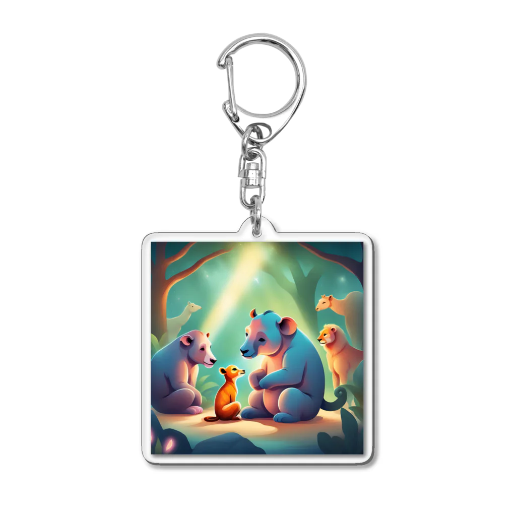 ワクワクショップ の動物 可愛い癒しイラスト Acrylic Key Chain