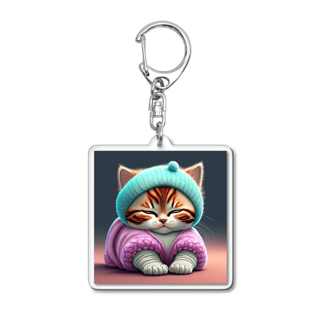 Happy Hub"（ハッピー・ハブ）のふうわか猫 Acrylic Key Chain