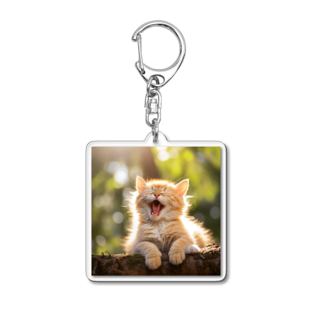 ショップ　猫まみれの子猫のあくび　yawning kitty Acrylic Key Chain