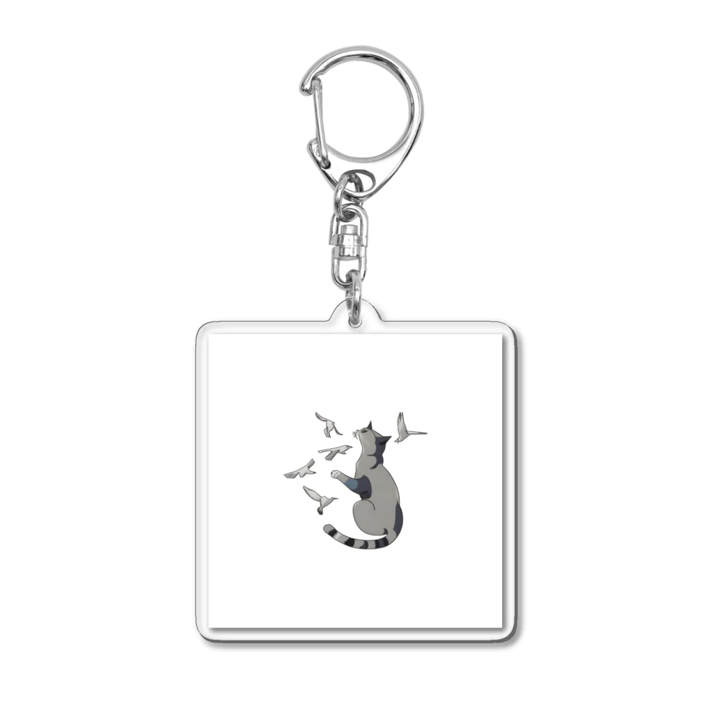 チェリオの鳥と遊ぶ猫 Acrylic Key Chain