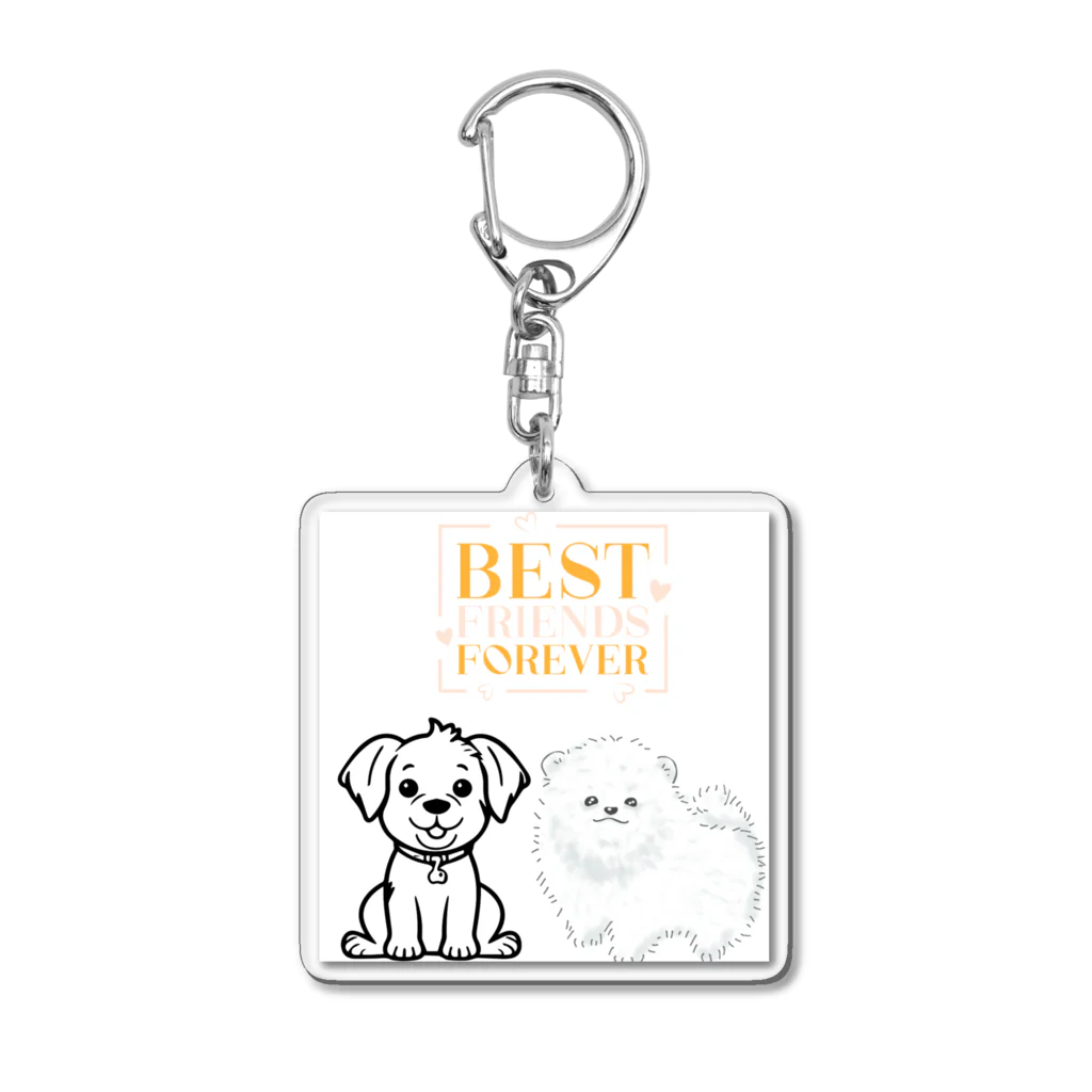 キイロチャンの2匹の仲良い犬 Acrylic Key Chain